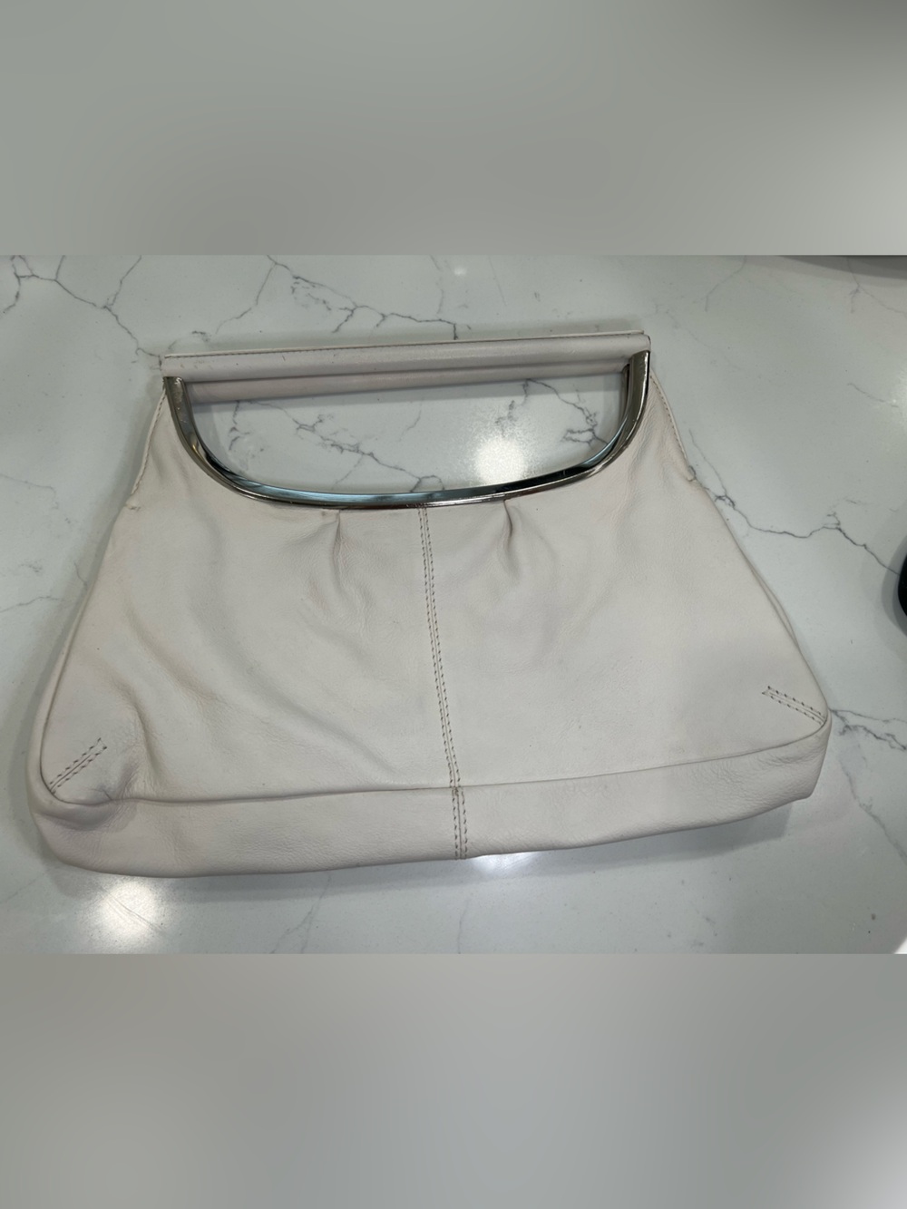 Armani Exchange Leather Ivory/white Tote Hand bag Solid Handles Magnetic Closure